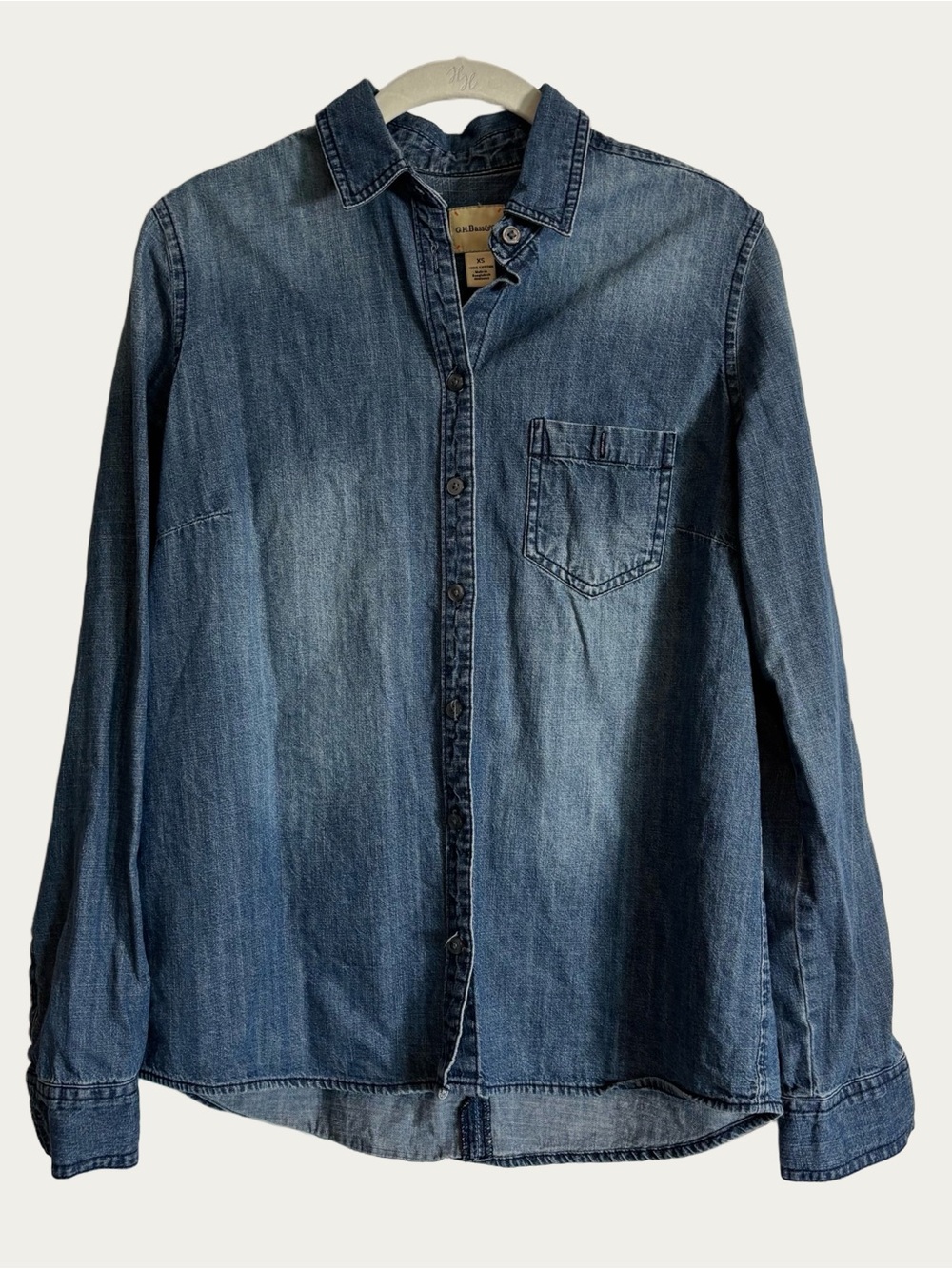 G.H. Bass & Co. Denim Button-Front Shirt Women’s XS 100% Cotton